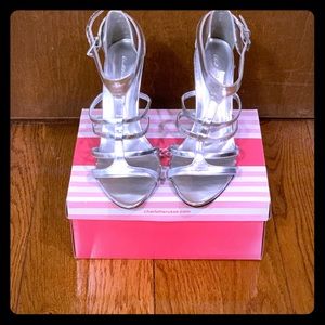 Charlotte Russe Shiny Silver Strappy Heels